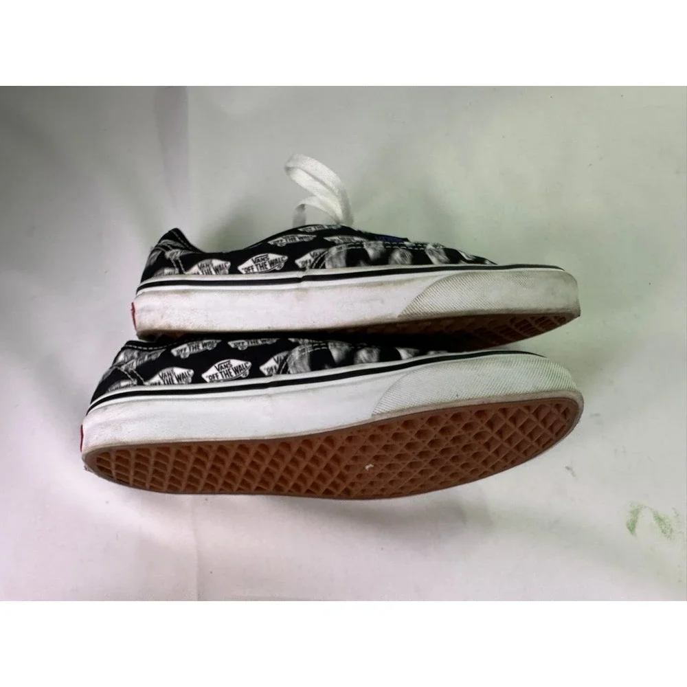 Vans Authentic Blurred Logo Black White Low Top Skate Shoes Mens 6 Womens 7.5‎